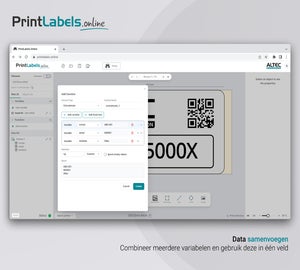 Functie voor het samenvoegen van meerdere variabelen in PrintLabels.Online om gegevens automatisch in één labelveld te combineren